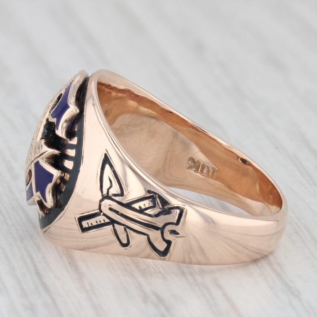 Light Gray Vintage Masonic Blue Lodge Ring 10k Gold Size 8.75 Stylized Signet Cigar Band