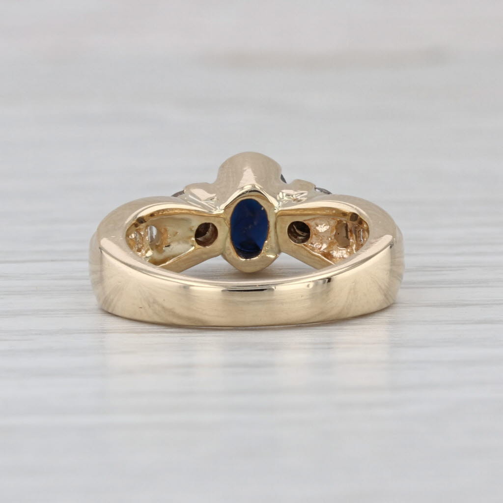 1.05ctw Oval Blue Sapphire Diamond Ring 14k Yellow Gold Size 4.25 Engagement