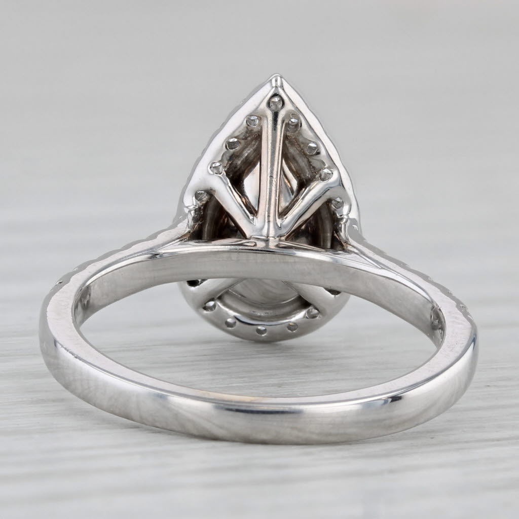 Gray 1.32ctw Emerald Diamond Halo Teardrop Ring 14k White Gold Size 6.5 Engagement