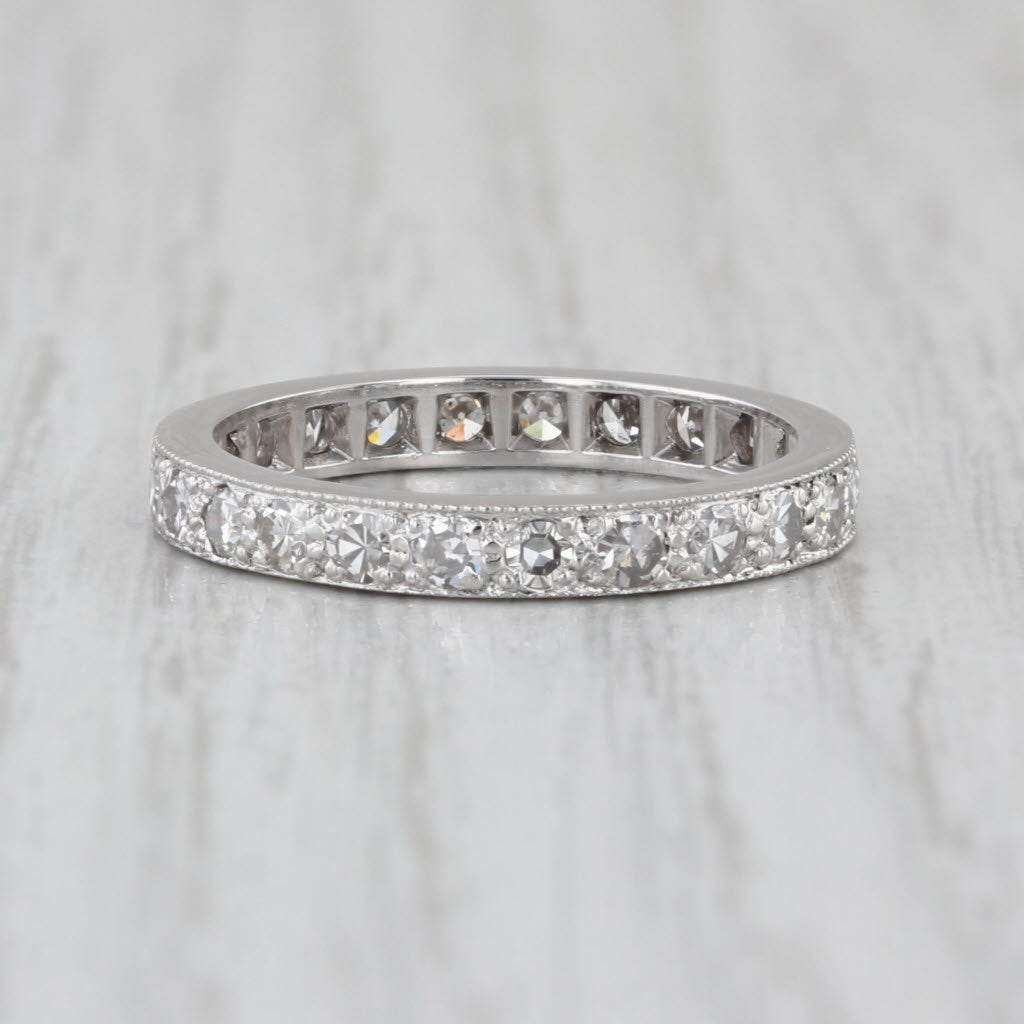 Vintage 0.72ctw Diamond Eternity Band Platinum Size 6.5 Anniversary Wedding Ring