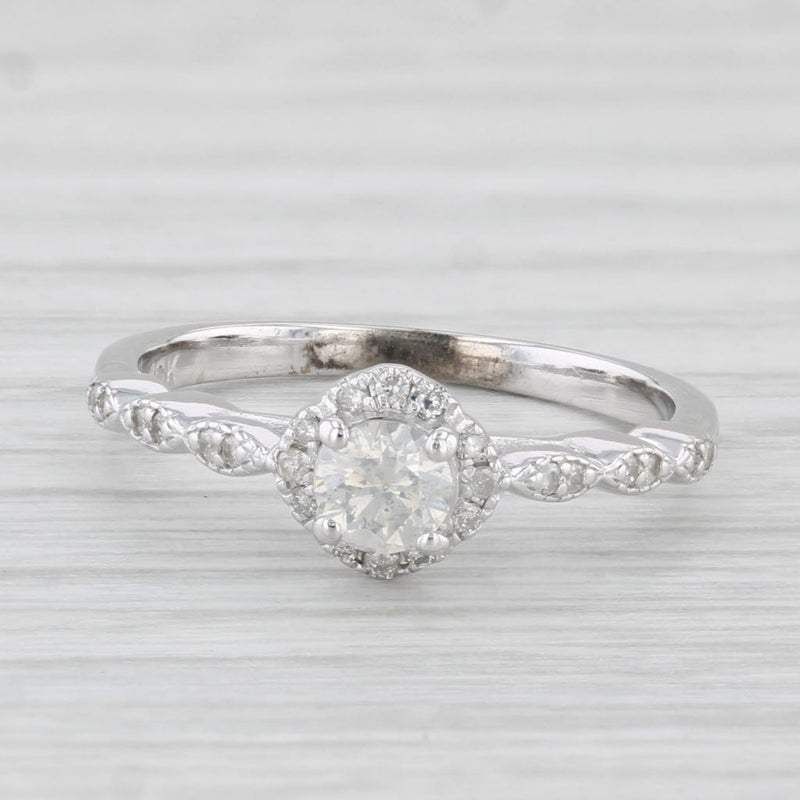 0.29ctw Round Diamond Halo Engagement Ring 10k White Gold Size 5
