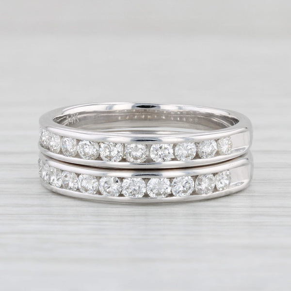 Light Gray 0.95ctw Diamond Rings Set of 2 14k White Gold Size 7 Wedding Bands