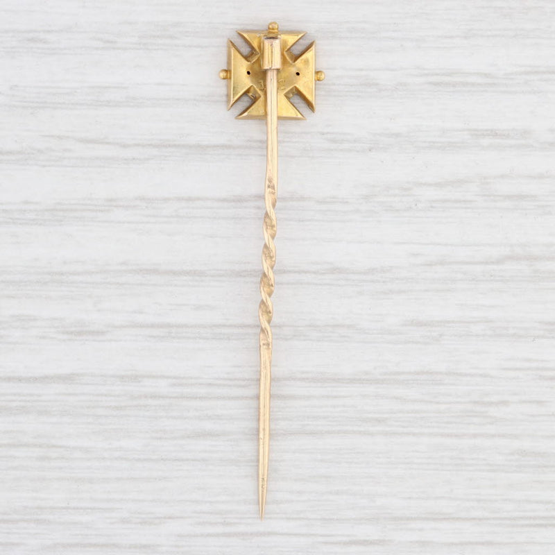 Light Gray Antique Blue Sapphire Cross Stickpin 18k Top 7k Pin Yellow Gold