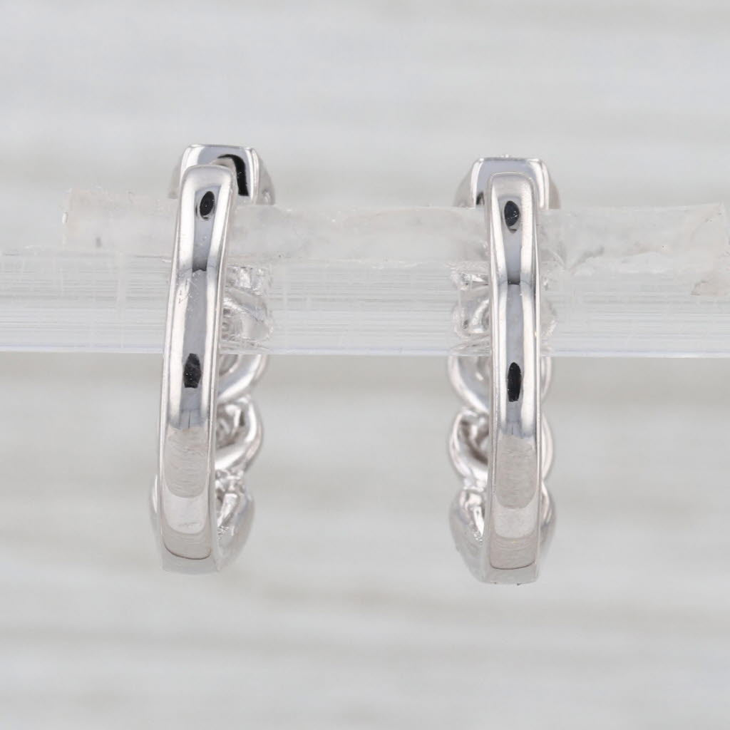 0.50ctw Diamond Woven Hoop Earrings 14k White Gold Snap Top Round Hoops