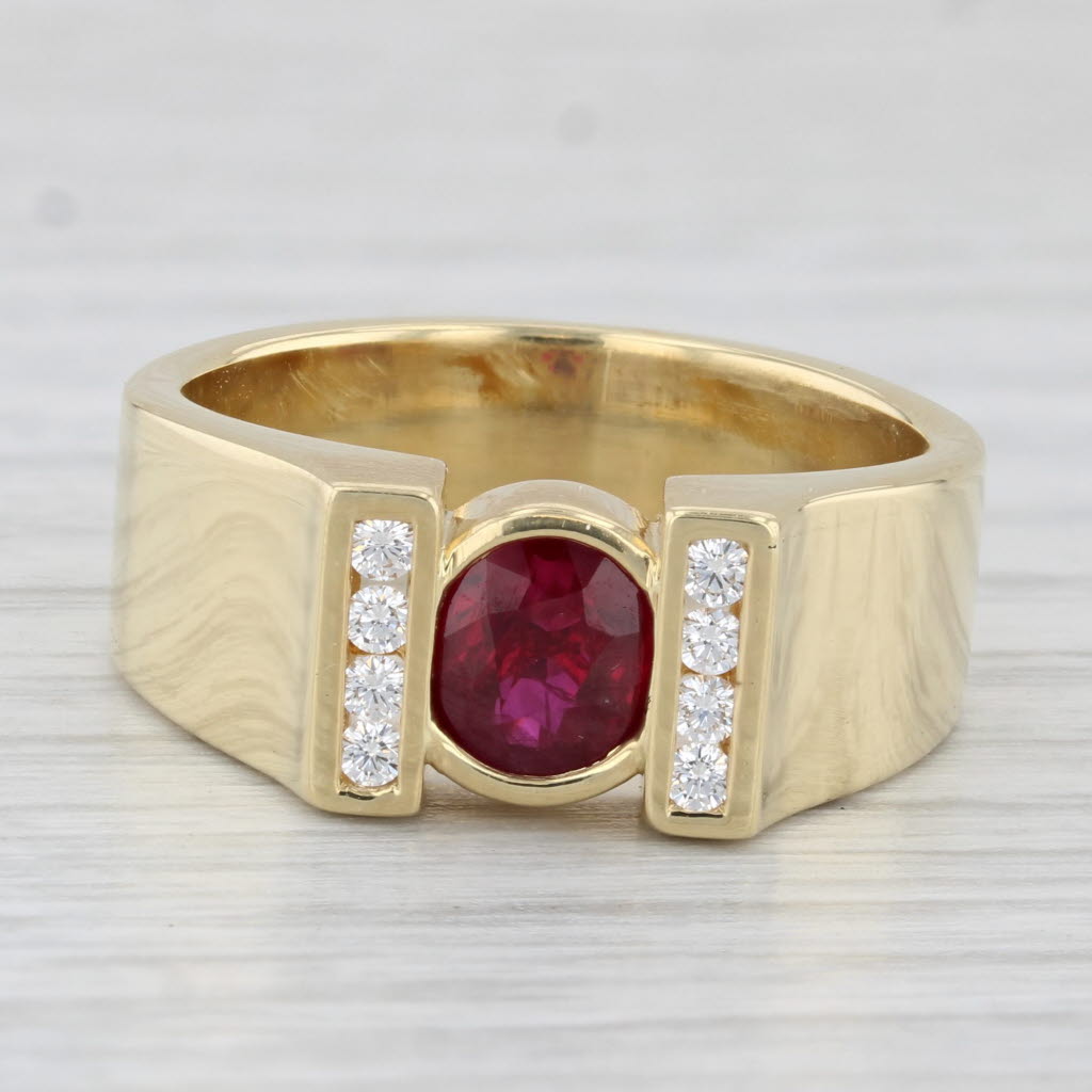 Light Gray 1.06ctw Round Ruby Diamond Ring 18k Yellow Gold Size 7.25 Engagement GIA