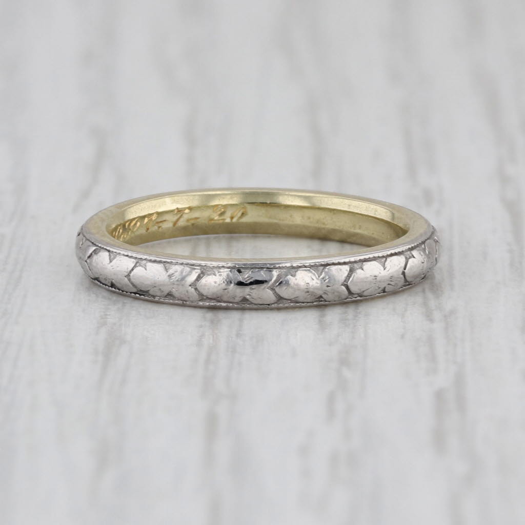 Antique Traub Ornage Blossom Wedding Band 18k Gold Platinum 1920s Ring