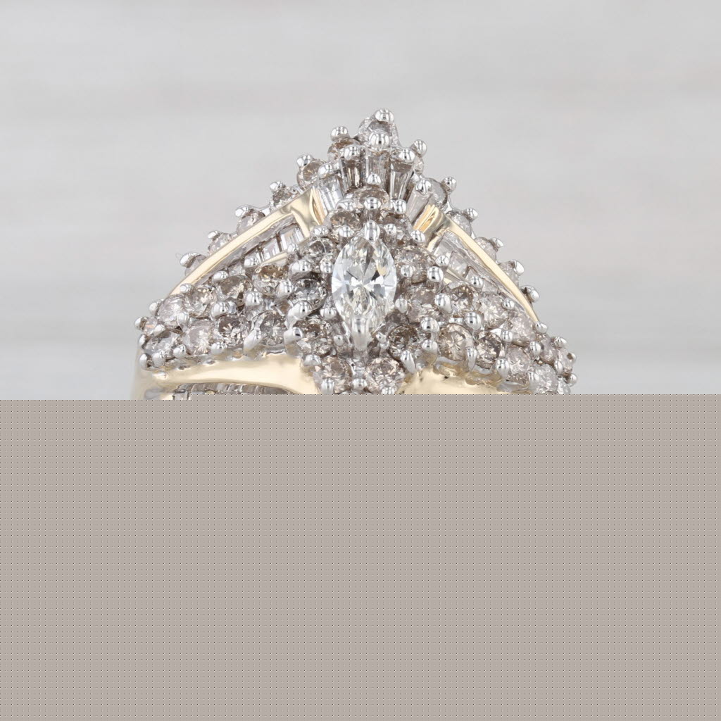2.68ctw Diamond Cocktail Cluster Ring 14k Yellwo White Gold Size 7.25
