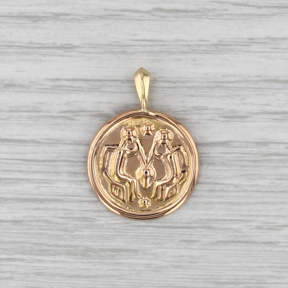 Figural Tribal Coin Pendant 21k Rose Yellow Gold Medallion Token