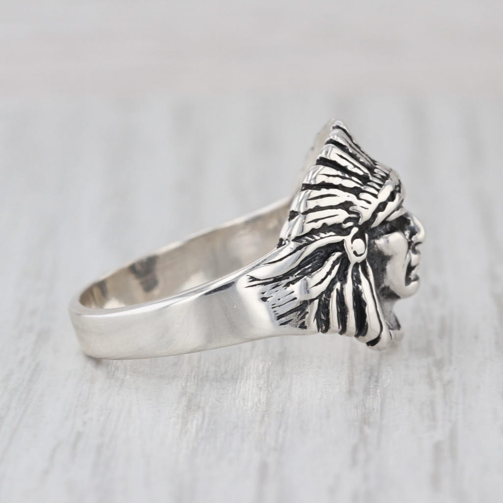 Men's Figural Indian Head Ring Sterling Silver Size 11.25