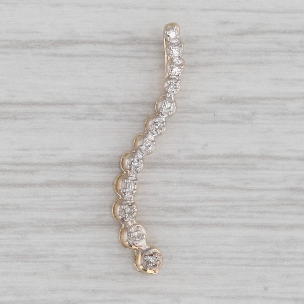 Gray Diamond Accented Journey Pendant 10k Yellow Gold Curved Floating Drop