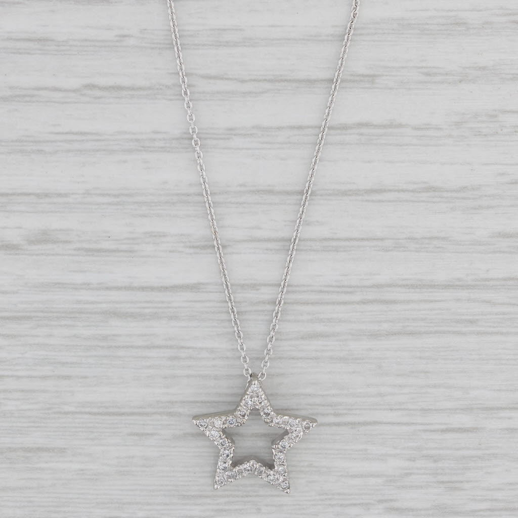 Gray 0.20ctw Diamond Star Pendant Necklace 14k White Gold 16" Cable Chain