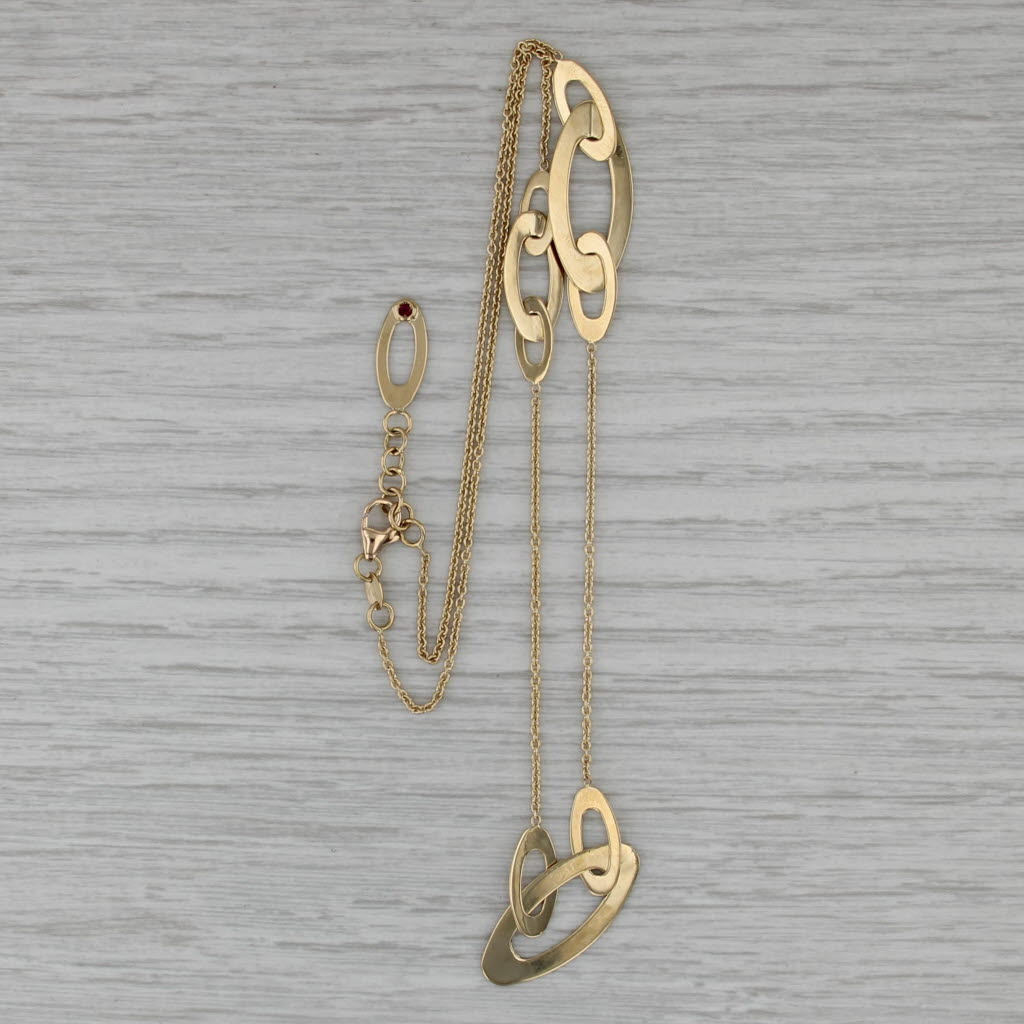 Roberto Coin Asymettrical Oval Link Stations Cable Chain Necklace 18k Gold 18"