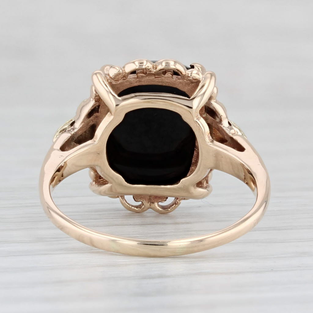 Light Gray Vintage Onyx Ring 10k Tri-toned Gold Size 7.5 Cushion Solitaire