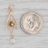 Vintage Baroque Pearl Diamond Pendant 10k Yellow Gold Lariat