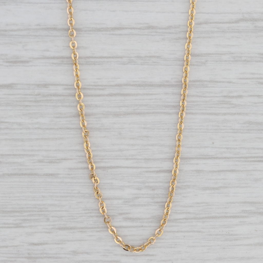 Gray Long Cable Chain Necklace 14k Yellow Gold 32" 1mm