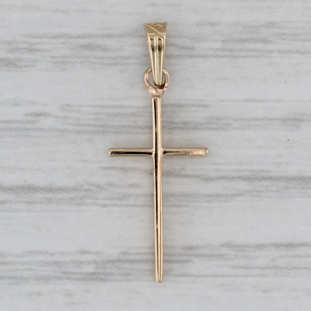 Gray Small Cross Pendant 14k Yellow Gold
