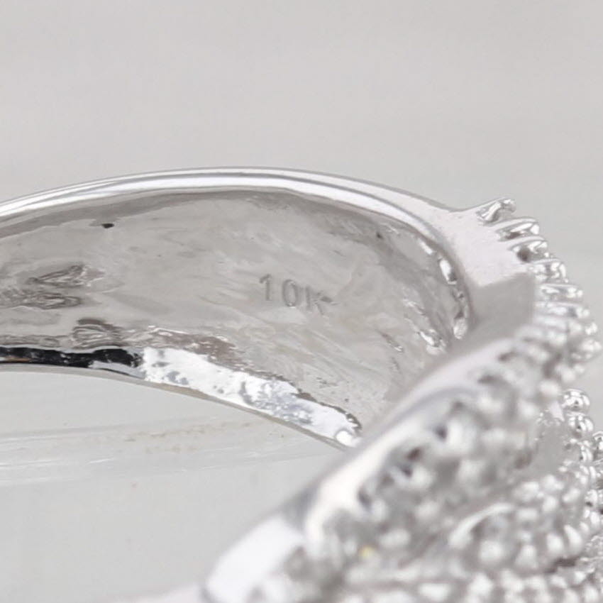 1.07ctw Pave Diamond Overlay Ring 10k White Gold Size 8