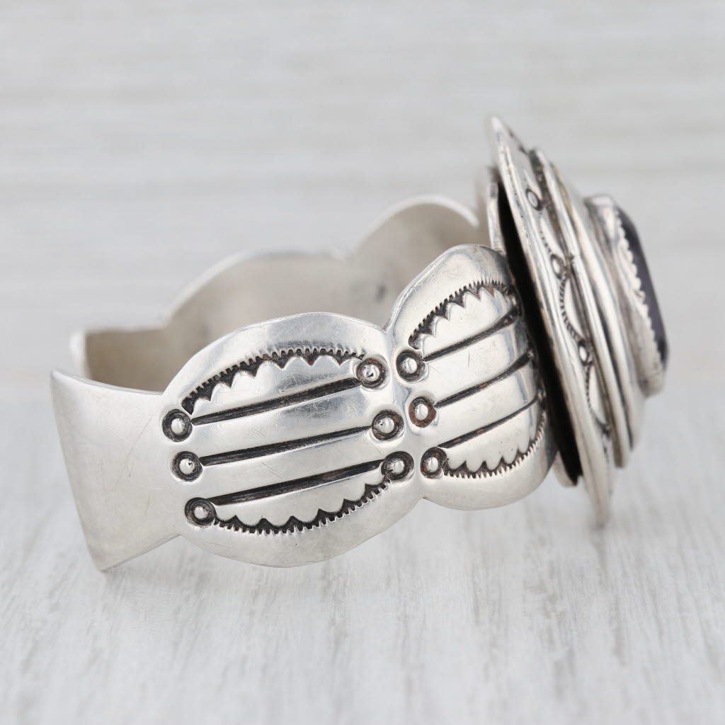 Tommy Moore Amethyst Cuff Bracelet Sterling Silver 6.25" Navajo Native American