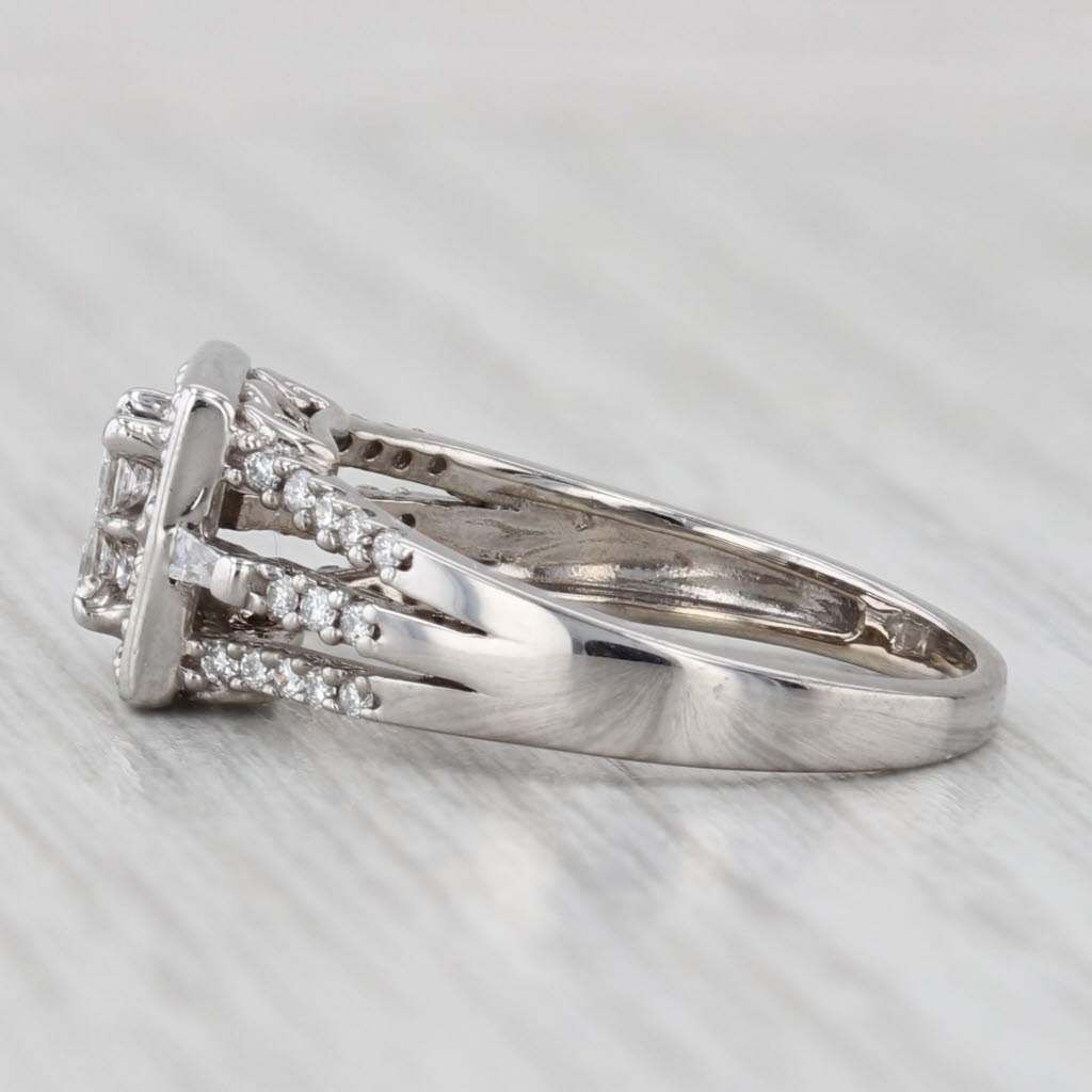 Light Gray 0.54ctw Diamond Princess Halo Engagement Ring 10k White Gold Size 6