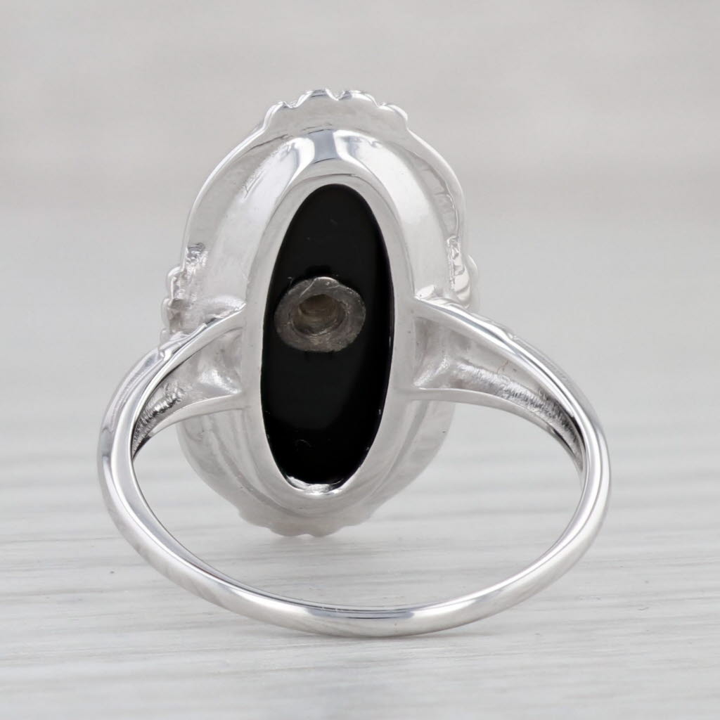 Gray Zeta Tau Alpha Onyx Crest Signet Ring 10k White Gold Sz 6 Sorority Coat of Arms