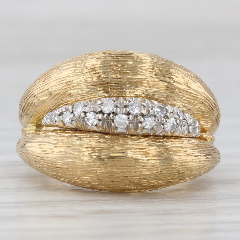 Light Gray 0.14ctw Diamond Ring 18k Yellow Gold Size 4.75 Etched Finish