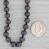 Cultured Freshwater Black Pearl Bead Strand Necklace 14k Gold 19.25"