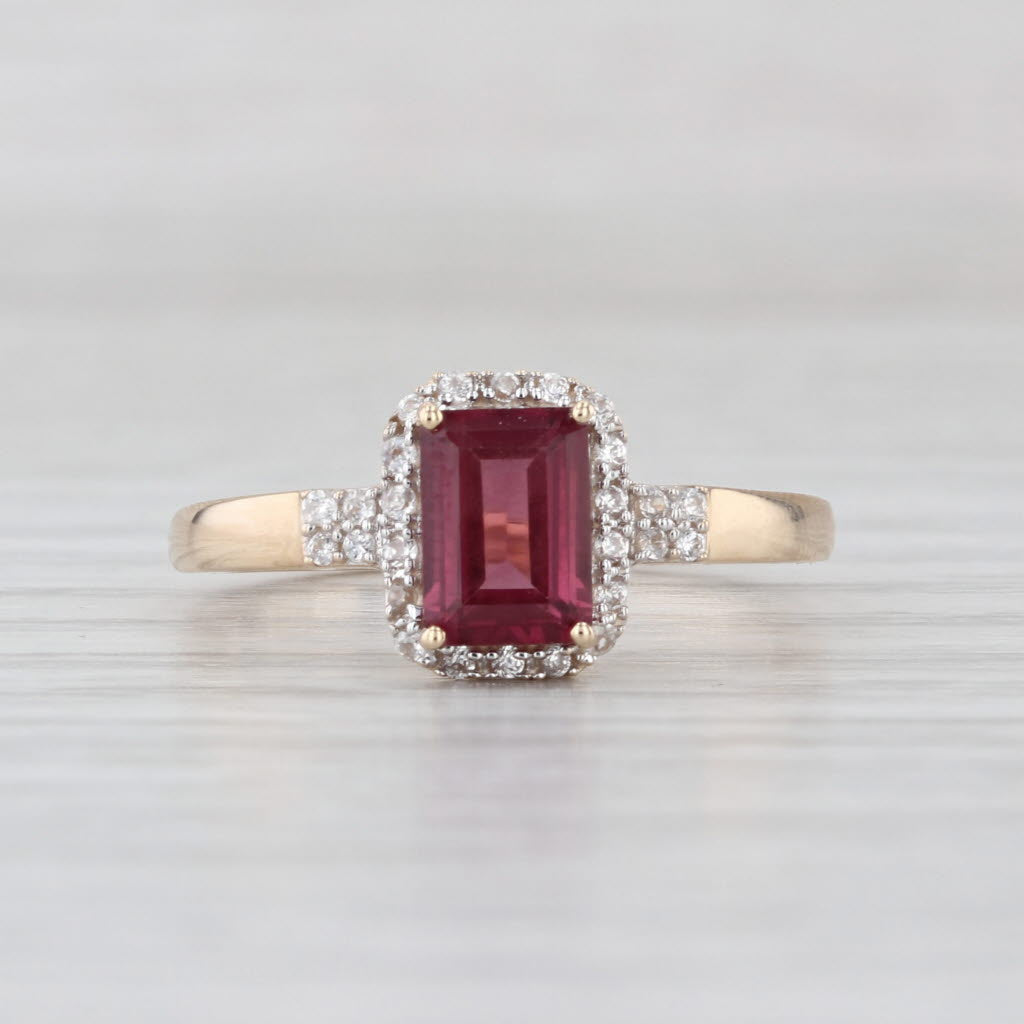 1.26ctw Garnet Diamond Halo Ring 10k Yellow Gold Size 7.25