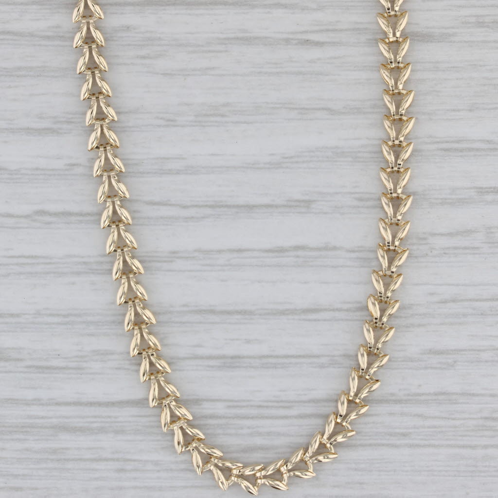 Gray Chevron Chain Necklace 10k Yellow Gold 18.25" 4mm