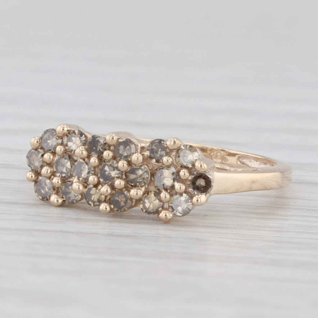 Light Gray 0.45ctw Champagne Diamond Clusters Ring 10k Yellow Gold Size 6