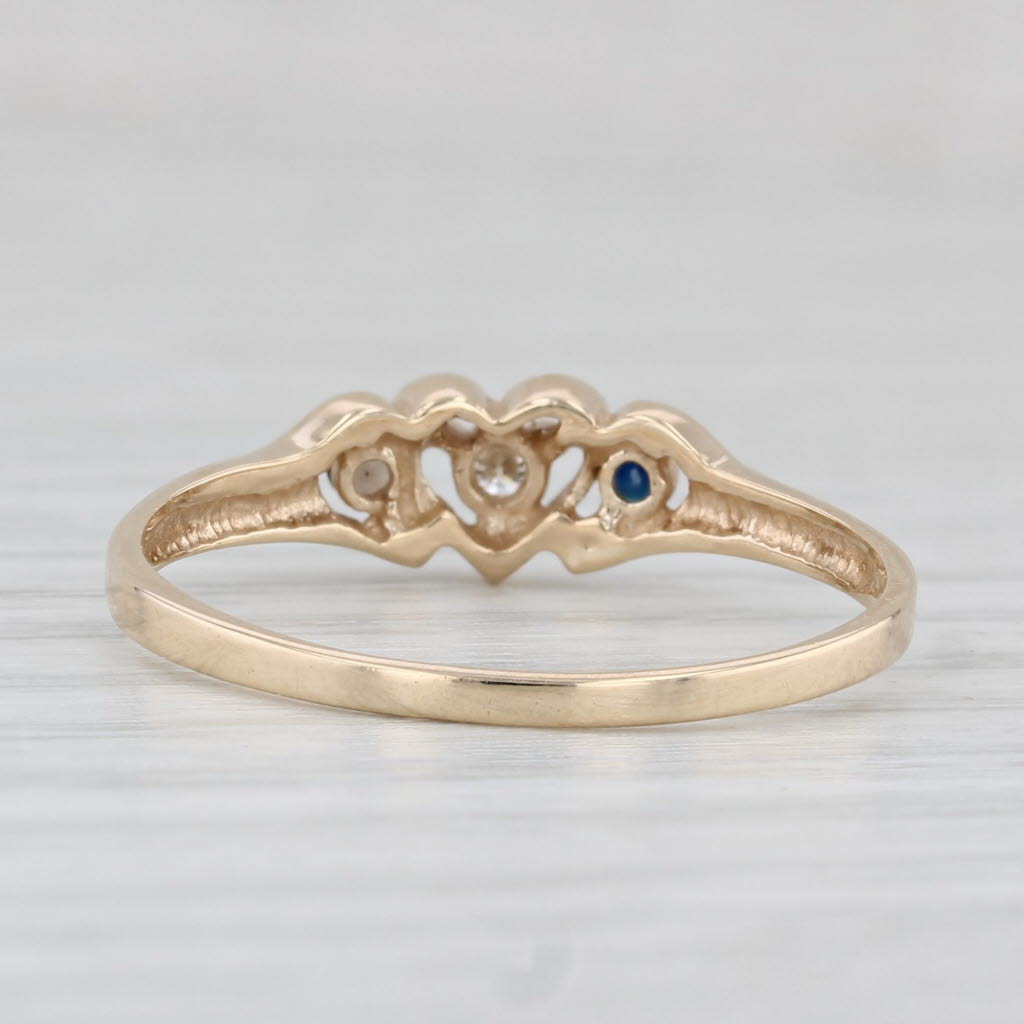 Light Gray 0.10ctw Diamond Blue Sapphire Smoky Quartz Heart Ring 10k Yellow Gold Size 9.25