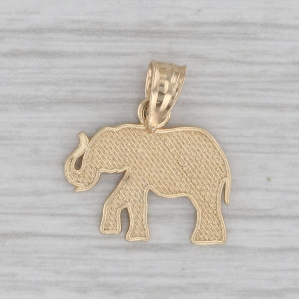 Gray Elephant Pendant 14k Yellow Gold Small Animal Charm