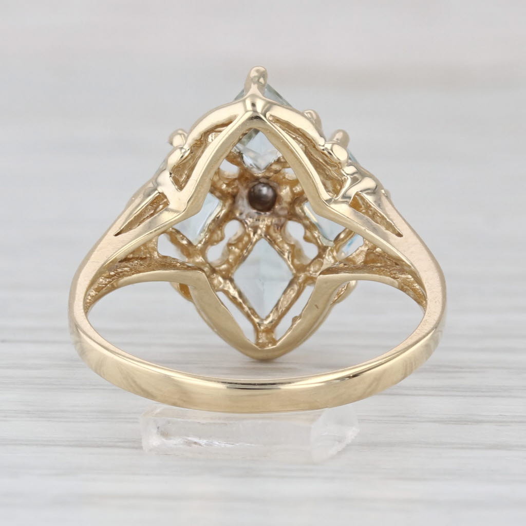 2.40ctw Blue Topaz Diamond Cross Cluster Ring 10k Yellow Gold Size 8.25