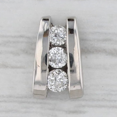 Gray 0.15ctw Diamond 3-Stone Journey Pendant Small Floating Drop 10k White Gold