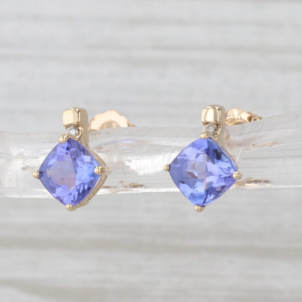1.30ctw Tanzanite Diamond Stud Earrings 14k Yellow Gold