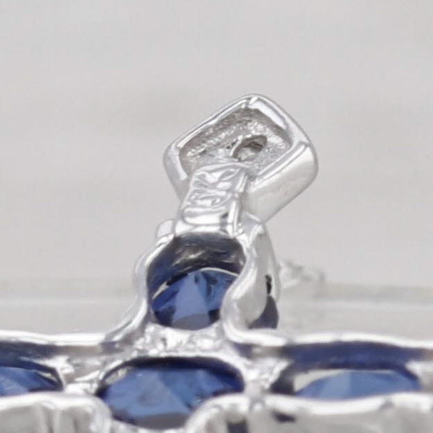 1.12ctw Lab Created Blue Sapphire Diamond Cross Pendant Necklace 18" Rope Chain