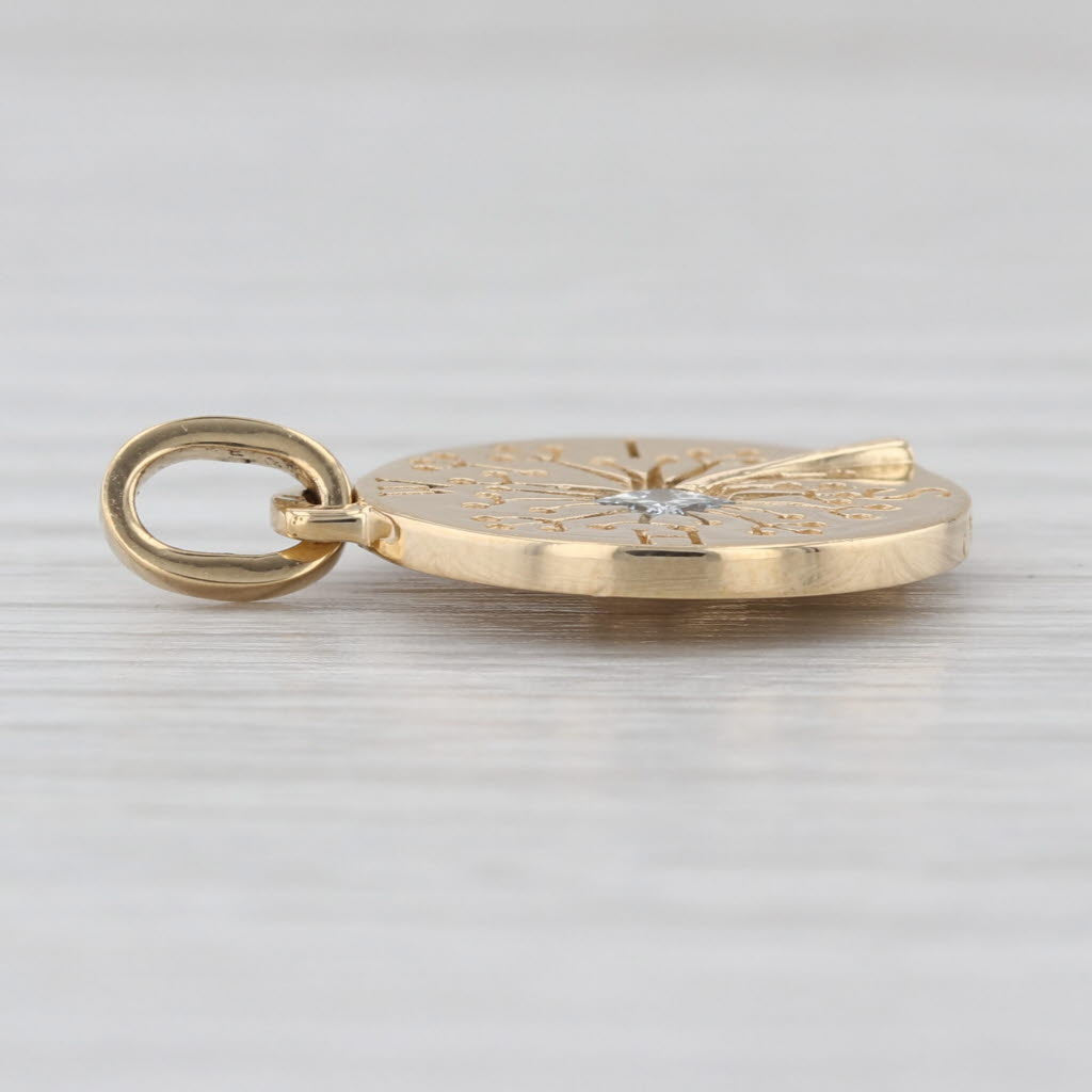 Monica Rich Kosann Dandelion With Intaglio Pendant 18k Yellow Gold Charm