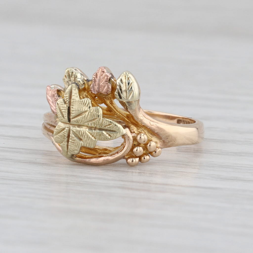 Vintage Black Hills Gold Leaf Ring 10k Yellow Rose Green Gold Size 6.75