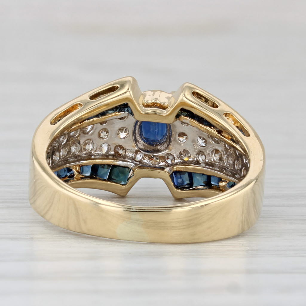 Light Gray 1.11ctw Blue Sapphire Diamond Ring 18k Yellow Gold Size 5.5