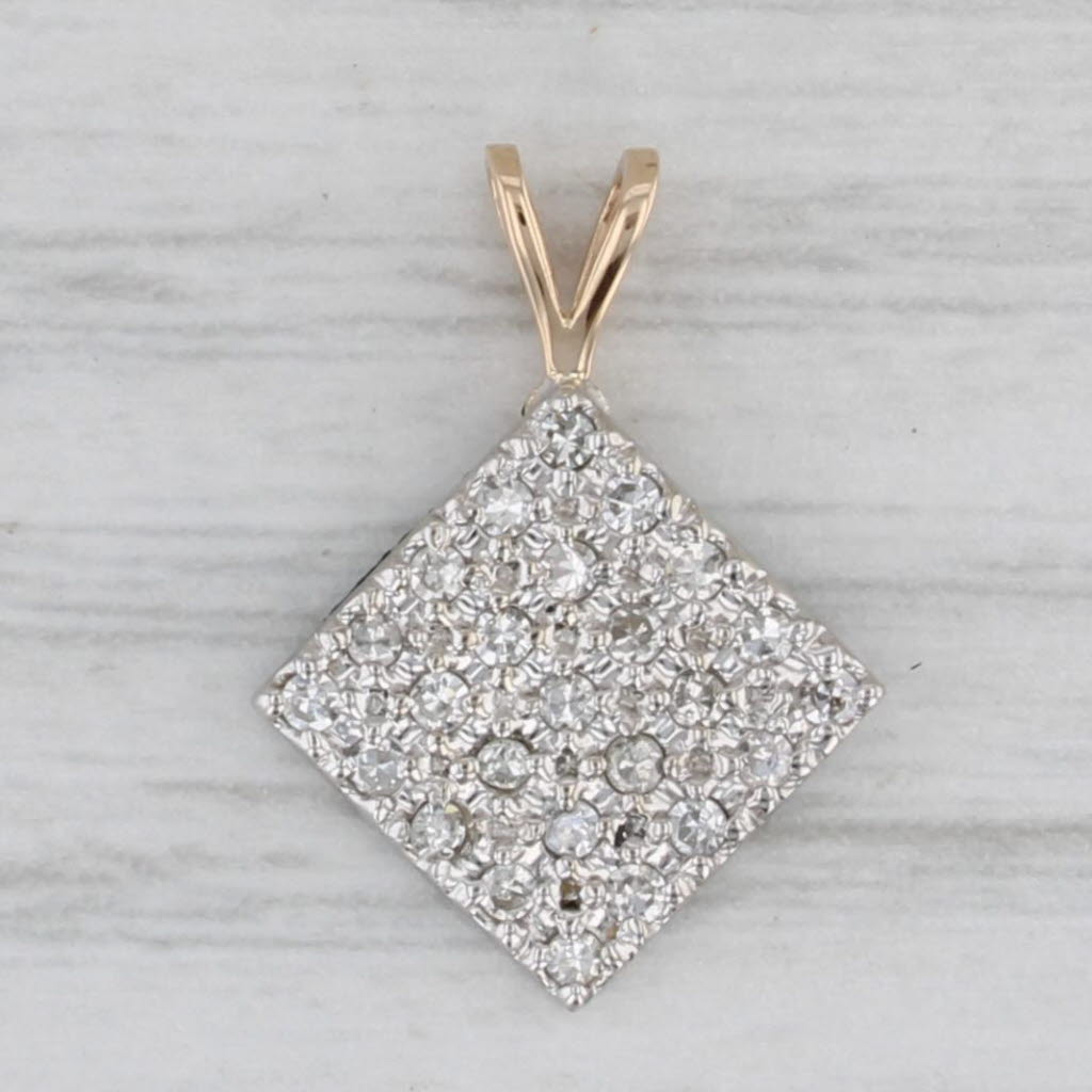 Gray 0.12ctw Diamond Pave Pendant 14k White Yellow Gold