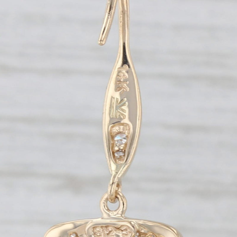 Light Gray Le Vian Smokey Quartz Diamond Halo Dangle Earrings 14k Yellow Gold Hook Posts
