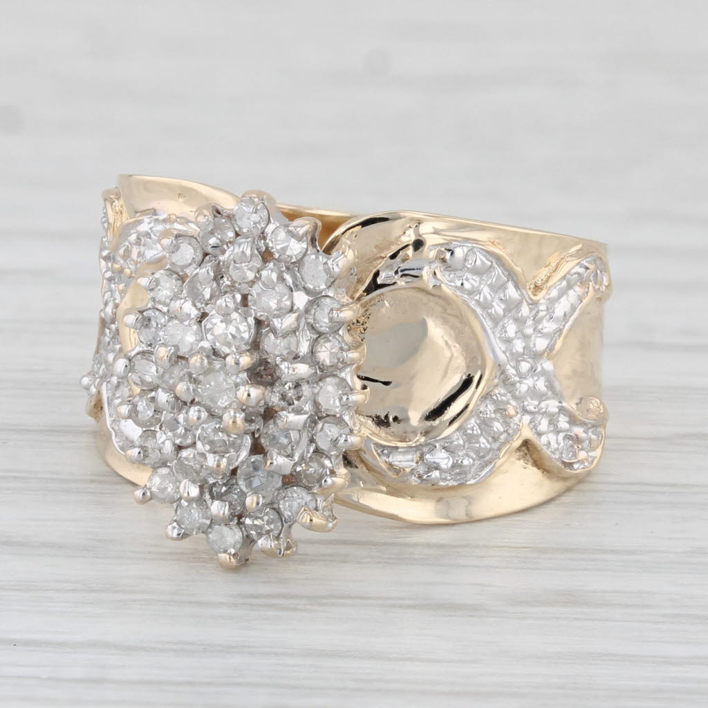 Light Gray 0.35ctw Diamond Cluster Ring 10k Yellow Gold Size 7 Cocktail