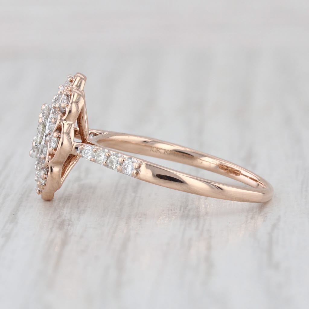 0.39ctw Diamond Cluster Flower Ring 10k Rose White Gold Size 7 Engagement