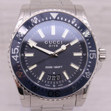 Gucci 200M Diver 45mm Stainless Steel Mens Quartz Watch w/ Date 136.2 Blue