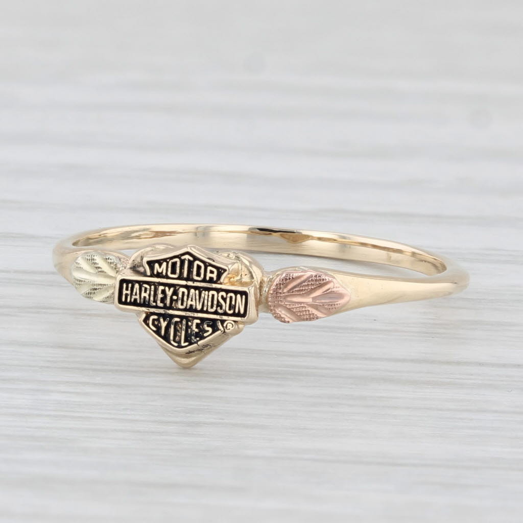 Light Gray Harley Davidson Motorcycles Logo Signet Ring 10k Yellow Gold Size 8 Stamper