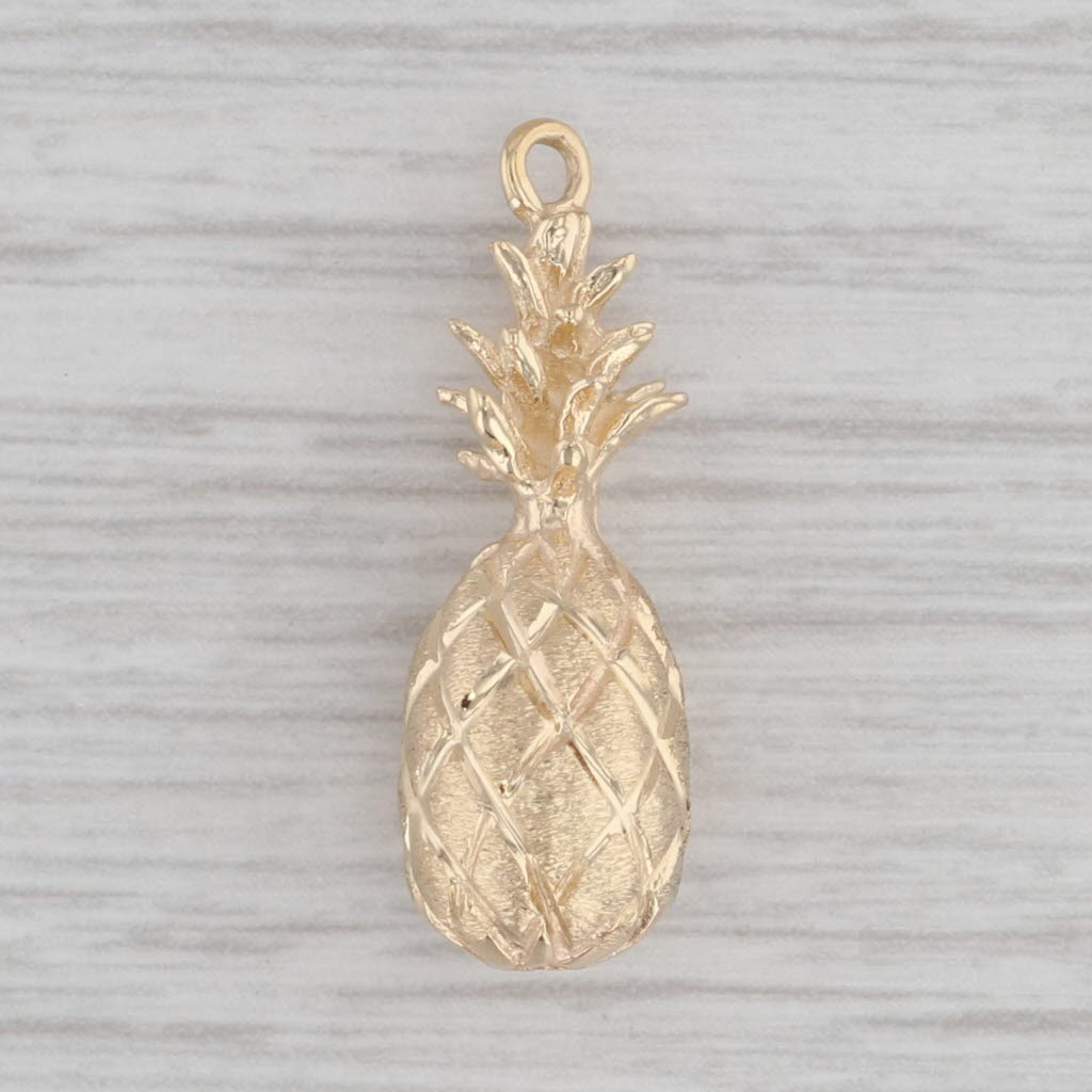 Gray Pineapple Charm 14k Yellow Gold Pendant