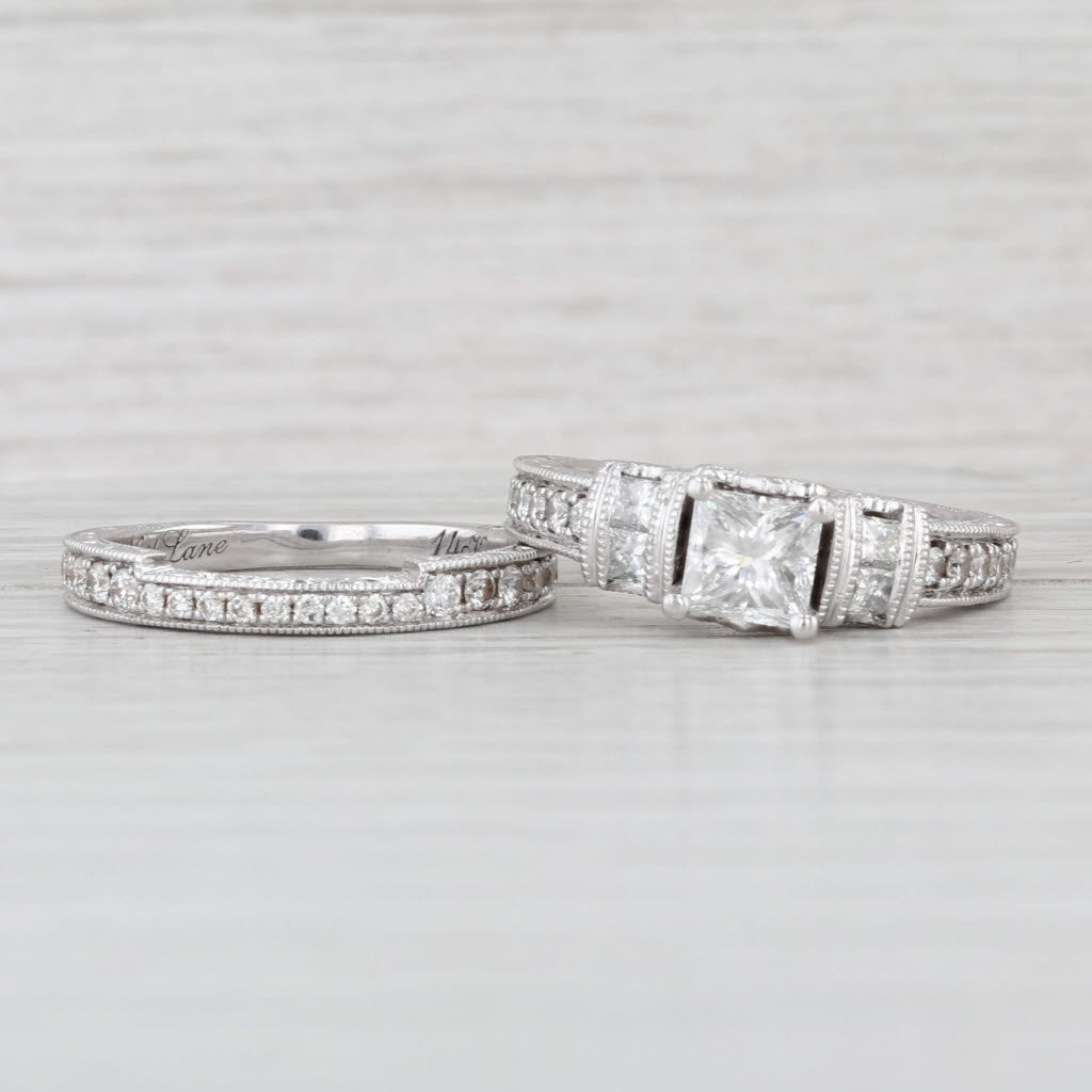 Neil Lane 1.55ctw Diamond Engagement Ring Wedding Band Bridal Set 14k White Gold