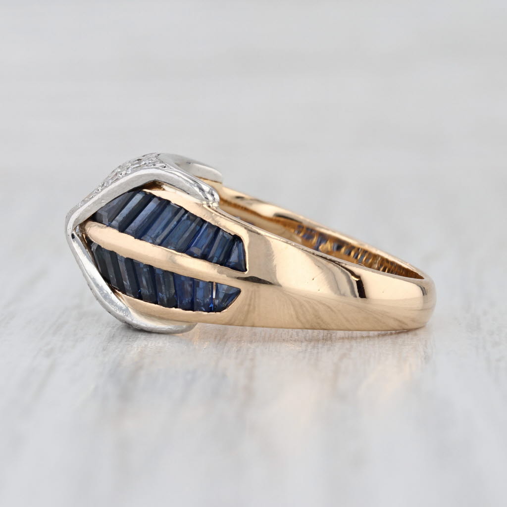 Unique 2.58ctw Diamond Blue Sapphire Ring 18k Gold Platinum Size 7.5 Hammerman