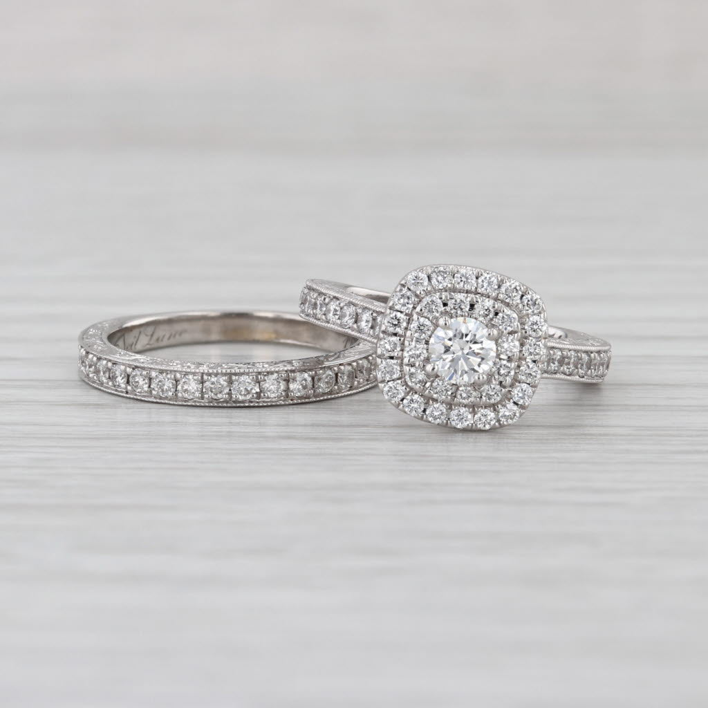 Neil Lane 1.17ctw Diamond Halo Engagement Ring Wedding Band 14k Gold Size 5
