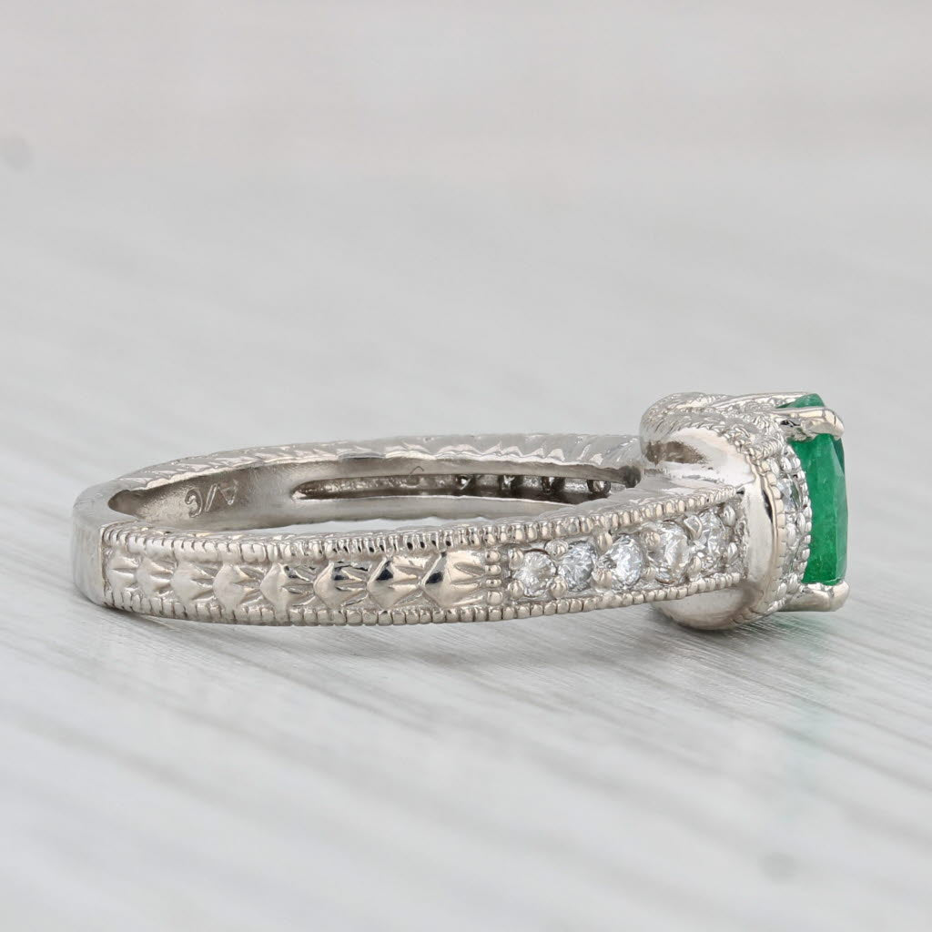 Light Gray 1ctw Oval Emerald Diamond Ring 14k White Gold Size 6.5 Engagement