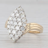 0.83ctw Diamond Cluster Marquise Ring 14k Yellow Gold Bypass Size 6.25